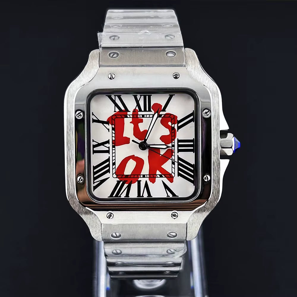 Men'S Watch NH35 Watch Square Dial 9.5 Dial Stainless Steel Folding Buckle, Suitable for NH35 Movement Watch Accessories