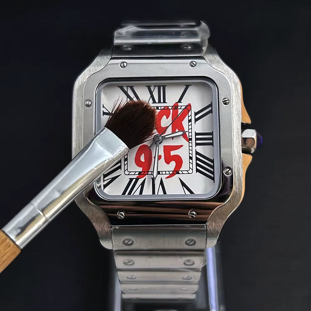 Men'S Watch NH35 Watch Square Dial 9.5 Dial Stainless Steel Folding Buckle, Suitable for NH35 Movement Watch Accessories