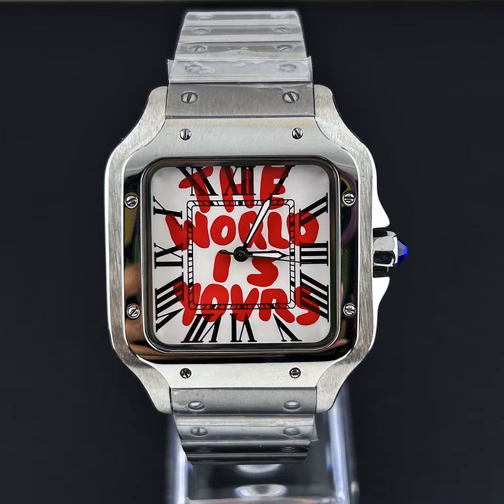 Men'S Watch NH35 Watch Square Dial 9.5 Dial Stainless Steel Folding Buckle, Suitable for NH35 Movement Watch Accessories