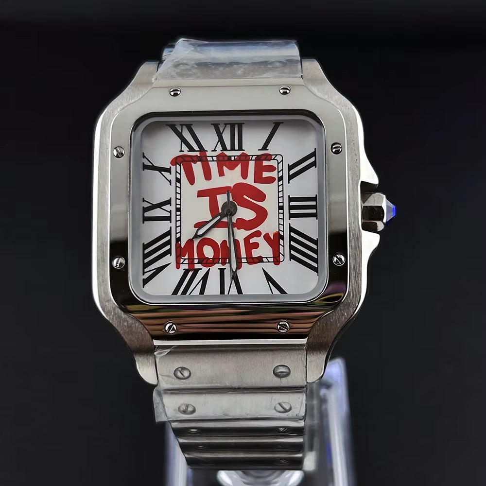 Men'S Watch NH35 Watch Square Dial 9.5 Dial Stainless Steel Folding Buckle, Suitable for NH35 Movement Watch Accessories