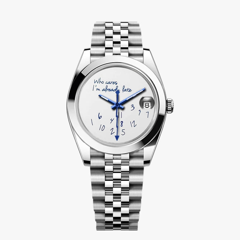 NH35 Watch for Who Cares Im Already Late NH35 Automatic Movement Sapphire Crystal 36Mm/39Mm NH35 No Logo Watches